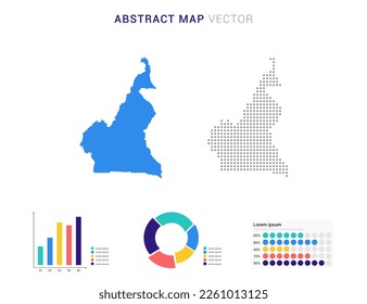 Business Infographic with map of Cameroon abstract set blue dotted map  vector illustration.