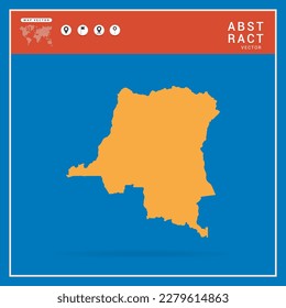 Business Infographic with map of Congo abstract yellow map  vector illustration.