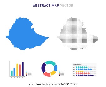 Business Infographic with map of Ethiopia abstract set blue dotted map  vector illustration.