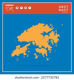 Business Infographic with map of Hong Kong abstract yellow map  vector illustration.