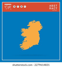 Business Infographic with map of Ireland abstract yellow map  vector illustration.