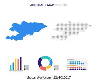 Business Infographic with map of Kyrgyzstan abstract set blue dotted map  vector illustration.