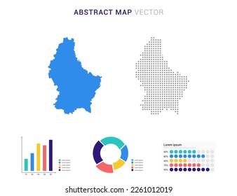 Business Infographic with map of Luxembourg abstract set blue dotted map  vector illustration.