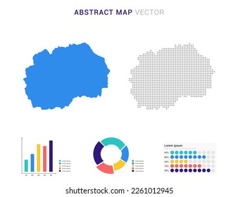 Business Infographic with map of Macedonia abstract set blue dotted map  vector illustration.