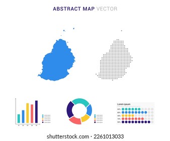 Business Infographic with map of Mauritius abstract set blue dotted map  vector illustration.