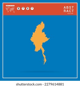 Business Infographic with map of Myanmar abstract yellow map  vector illustration.