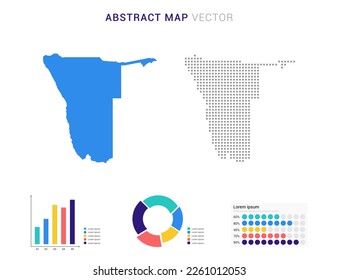 Business Infografik mit Karte von Namibia abstrakte blau gepunktete Karte Vektorgrafik.
