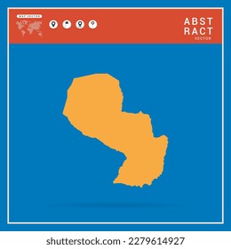 Business Infographic with map of Paraguay abstract yellow map  vector illustration.