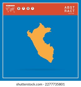 Business Infographic with map of Peru abstract yellow map  vector illustration.