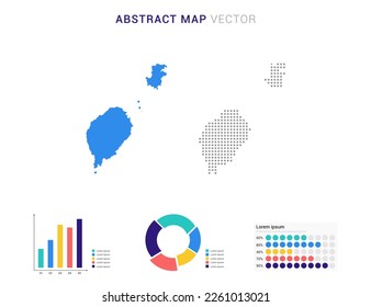 Business Infographic with map of Sao Tome abstract set blue dotted map  vector illustration.