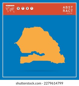 Business Infographic with map of Senegal abstract yellow map  vector illustration.