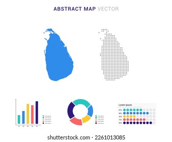 Business Infographic with map of Sri Lanka abstract set blue dotted map  vector illustration.