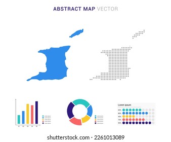 Business Infographic with map of Trinidad and Tobago abstract set blue dotted map  vector illustration.
