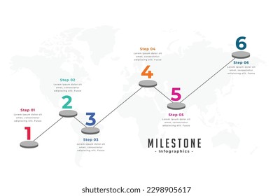 business infographic milestone map layout with 6 easy steps plan vector