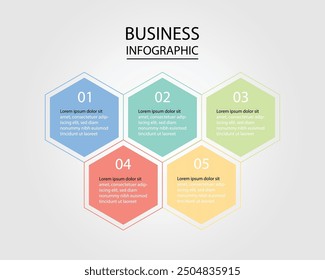 Business Infographic modern design template for banners and infographics for 5 hexagon step 