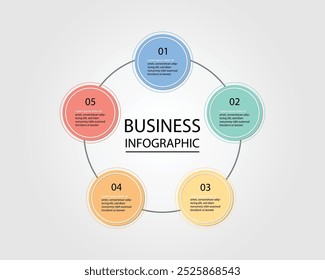 Business Infográfico modelo de design moderno para banners e infográficos para passo de 5 círculos 