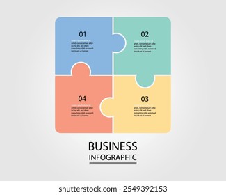 Business Infographic modern design template for banners and infographics for 4 jigsaw square step 