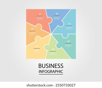 Business Infographic modern design template for banners and infographics for 7 jigsaw square step