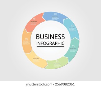 Business Infographic modern design template for banners and infographics for 7 circle arrow step