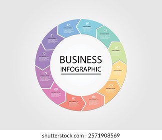 Business Infographic modern design template for banners and infographics for 12 circle arrow step