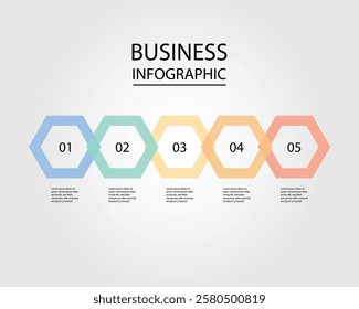 Business Infographic modern design template for banners and infographics for 5 pentagon timeline step 