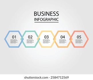 Business Infographic modern design template for banners and infographics for 5 pentagon timeline step 