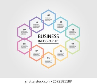 Business Infographic modern design template for banners and infographics for 10 hexagon timeline step 