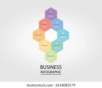Business Infographic modern design template for banners and infographics for 8 hexagon step 