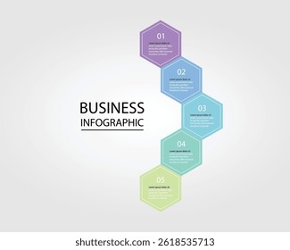 Business Infographic modern design template for banners and infographics for 5 hexagon step 