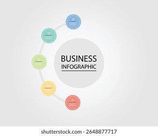 Business Infographic modern design template for banners and infographics for 5 circle step 