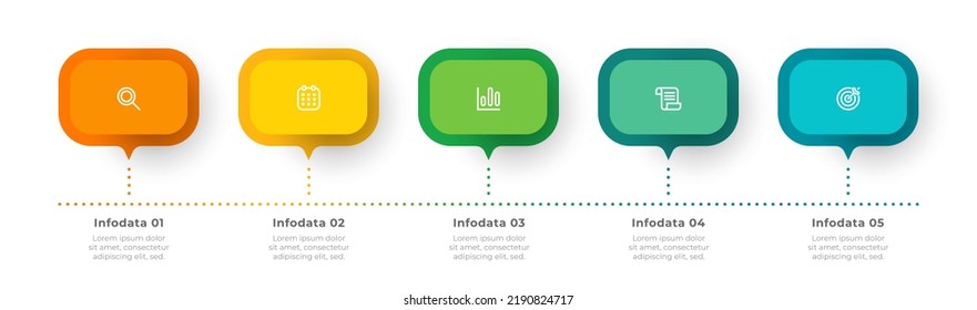 Business infographic modern layout process with square template design with icons and 5 options or steps. Vector illustration.