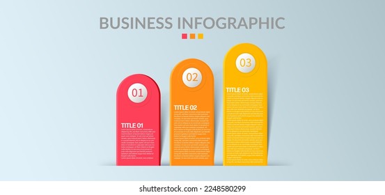 Business Infographic. Modern infographic template. Abstract  diagram with 3 steps, options, parts or processes. Vector business template for presentation. Creative concept for infographic