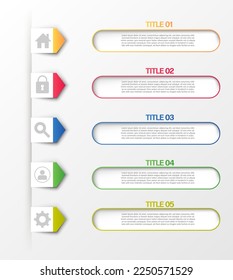 Business Infographic. Modern infographic template. Abstract diagram with 5 steps, options, parts, or processes. Vector business template for presentation. Creative concept for infographic