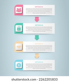 Business Infographic. Modern infographic template. Abstract diagram with 4 steps, options, parts, or processes. Vector business template for presentation. Creative concept for infographic