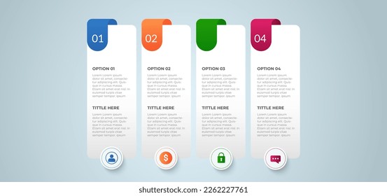 Business Infographic. Modern infographic template. Abstract diagram with 4 steps, options, parts, or processes. Vector business template for presentation. Creative concept for infographic