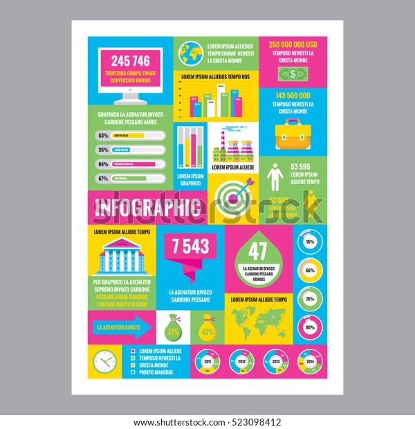 Business Infographic Mosaic Poster Icons Flat Stock Vector (Royalty ...