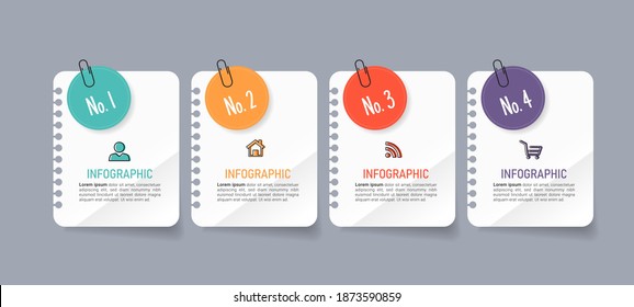 Business Infographic with note paper design vector.