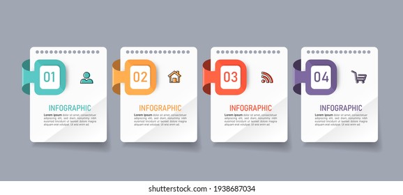 Infografía de negocio con vector de diseño de papel de nota.