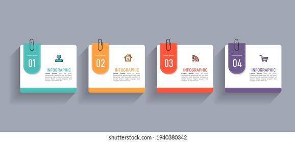 Business Infographic with note paper design vector.