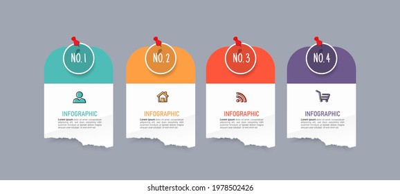 Business Infographic with note paper design vector.