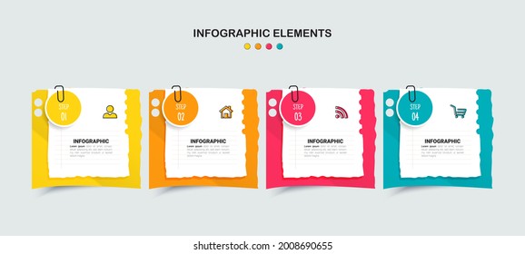 Business Infographic with note paper design vector.