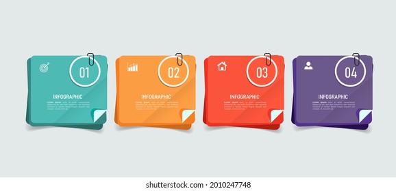 Business Infographic with note paper design vector.