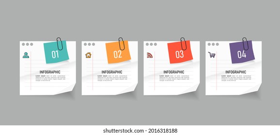 Business Infographic with note paper design vector.