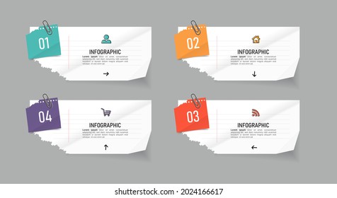 Business Infographic with note paper design vector.