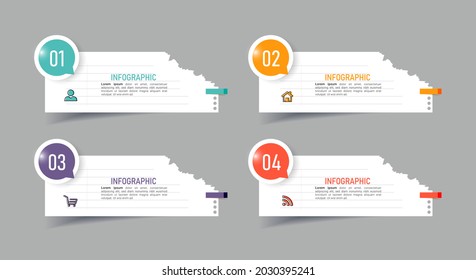 Business Infographic with note paper design vector.