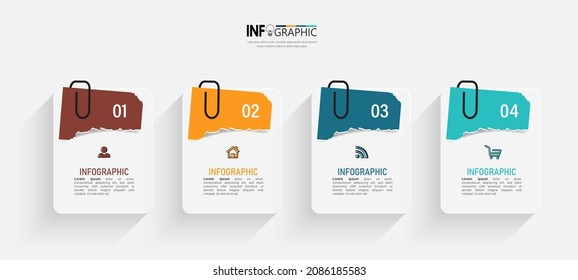 Business Infographic with note paper design vector.