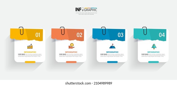 Business Infographic with note paper design vector.