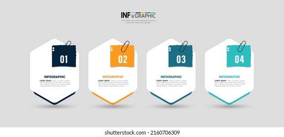 Business Infographic with note paper design vector.	