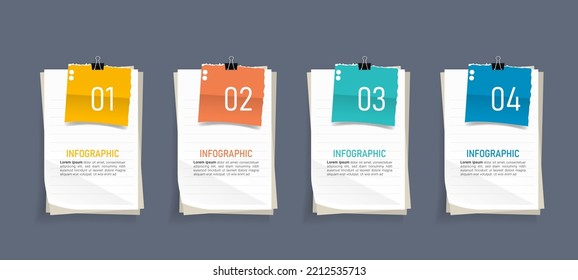 Business Infographic with note paper design vector.	