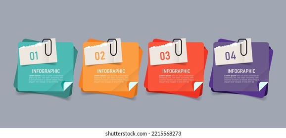  Business infographic with note paper design vector.